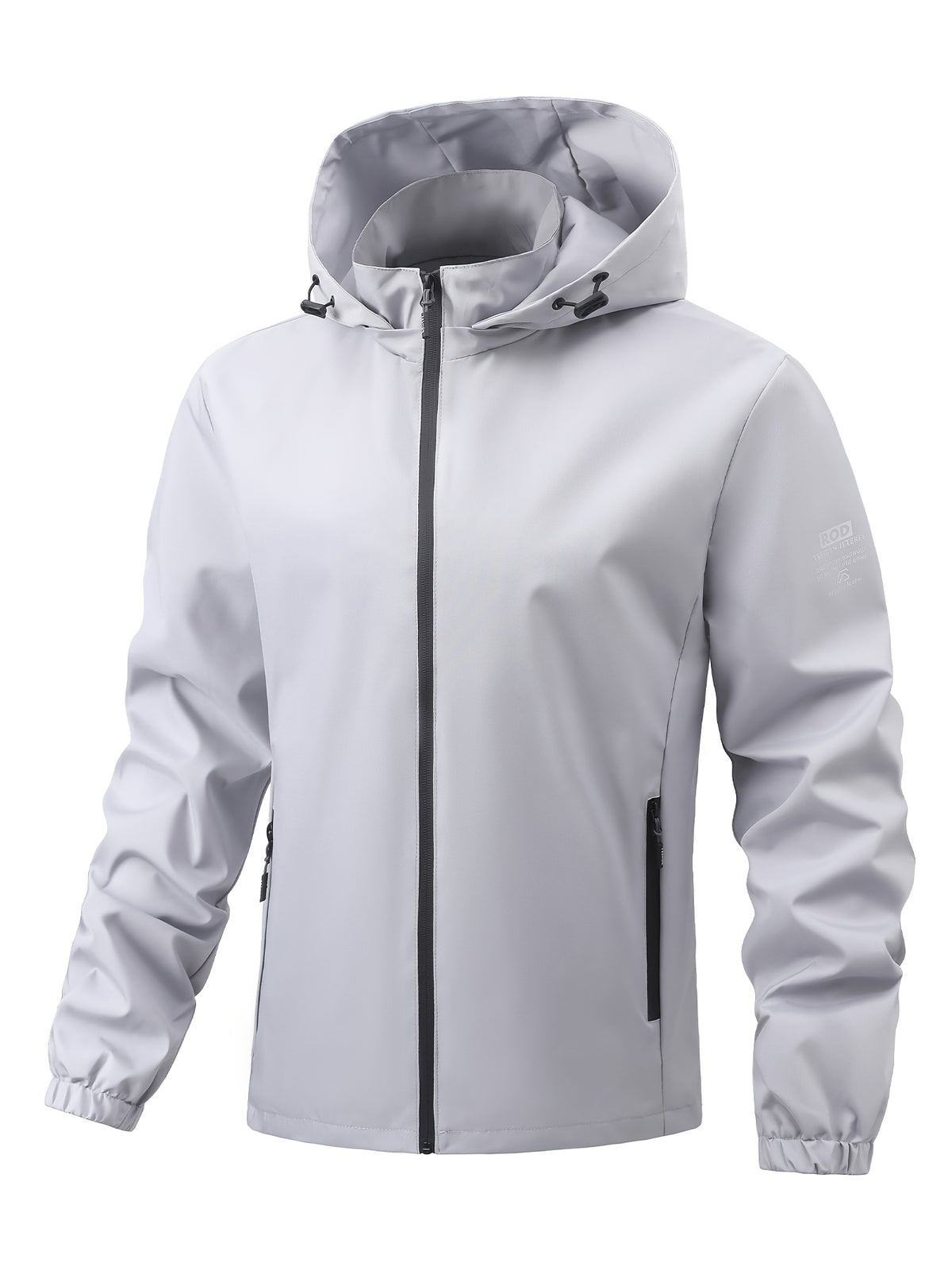 Outdoor Men'S Hooded Jacket Solid Color Breathable Sleeve Print Commuting Sports Windbreaker Suitable for Daily Work Scenes - Grey
