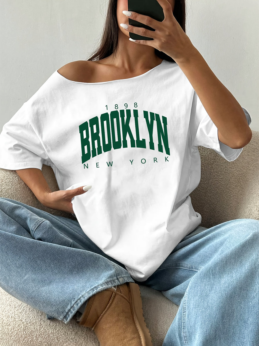 Women'S Short Sleeve Letter Pattern Casual T-Shirt - White