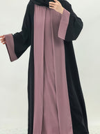 1pc Elegant Muslim Dress with Niche Minimalist Color-Block Design, Fluid and Solid-Paneled, Loose and Unrestrictive, Breathable and Non-Stuffy, Suitable for All Seasons - Purple