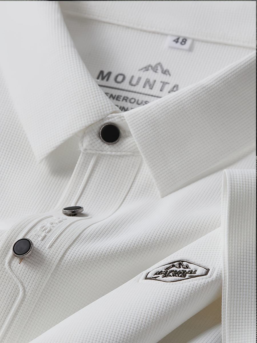 Men'S Short-Sleeve Polo Shirt, Athletic Casual Golf Top, Fashionable Logo Design, Suitable for Weekends, Gatherings, Business Commute, And Casual Outdoor Wear - White
