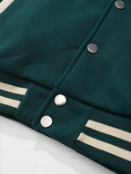 Women's Fashion Casual American Letter Vintage Street Style Sport  Jacket - Dark Green
