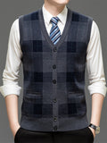 Autumn Winter Knit 3D Solid Color V-Neck Sweater, Basic Knit Cardigan, Men'S Fashion Sweater Vest, Size All - Medium Gray
