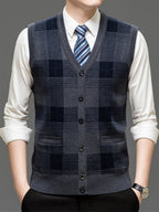 Autumn Winter Knit 3D Solid Color V-Neck Sweater, Basic Knit Cardigan, Men'S Fashion Sweater Vest, Size All - Medium Gray