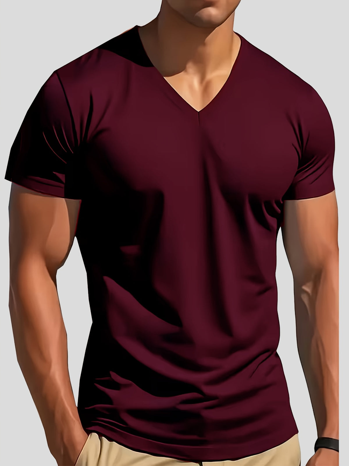 Trendy and Fashionable Men's 3pcs V-neck Short-sleeve Set, Stylish, Comfortable, Durable, Breathable, and Machine Washable - Mixed colors