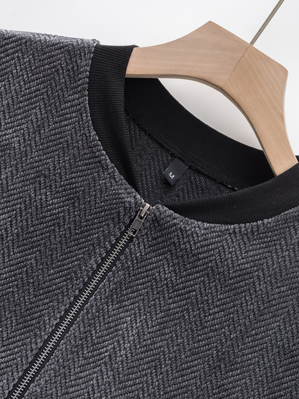 [Pearson OBM] Spring/Autumn Men'S Solid Color Unique Jacquard Texture Fabric Casual Fashion Zipper Jacket Coat - Grey