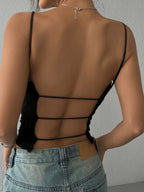 Women'S Black Backless Top - Black