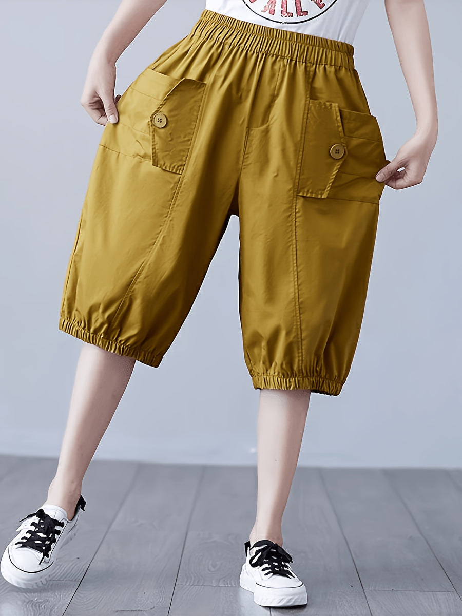 Harem Pants for Women, Loose, Lightweight, Versatile, And Elegant Mid-Length Pants - Yellow