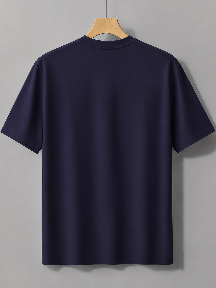 New High Quality Men's T Shirt 100% Cotton, Artistic Geometric Colorful Squares Print, Casual Daily Wear Streetwear Fashion, Short Sleeve Round Neck Top Machine Washable - Navy Color