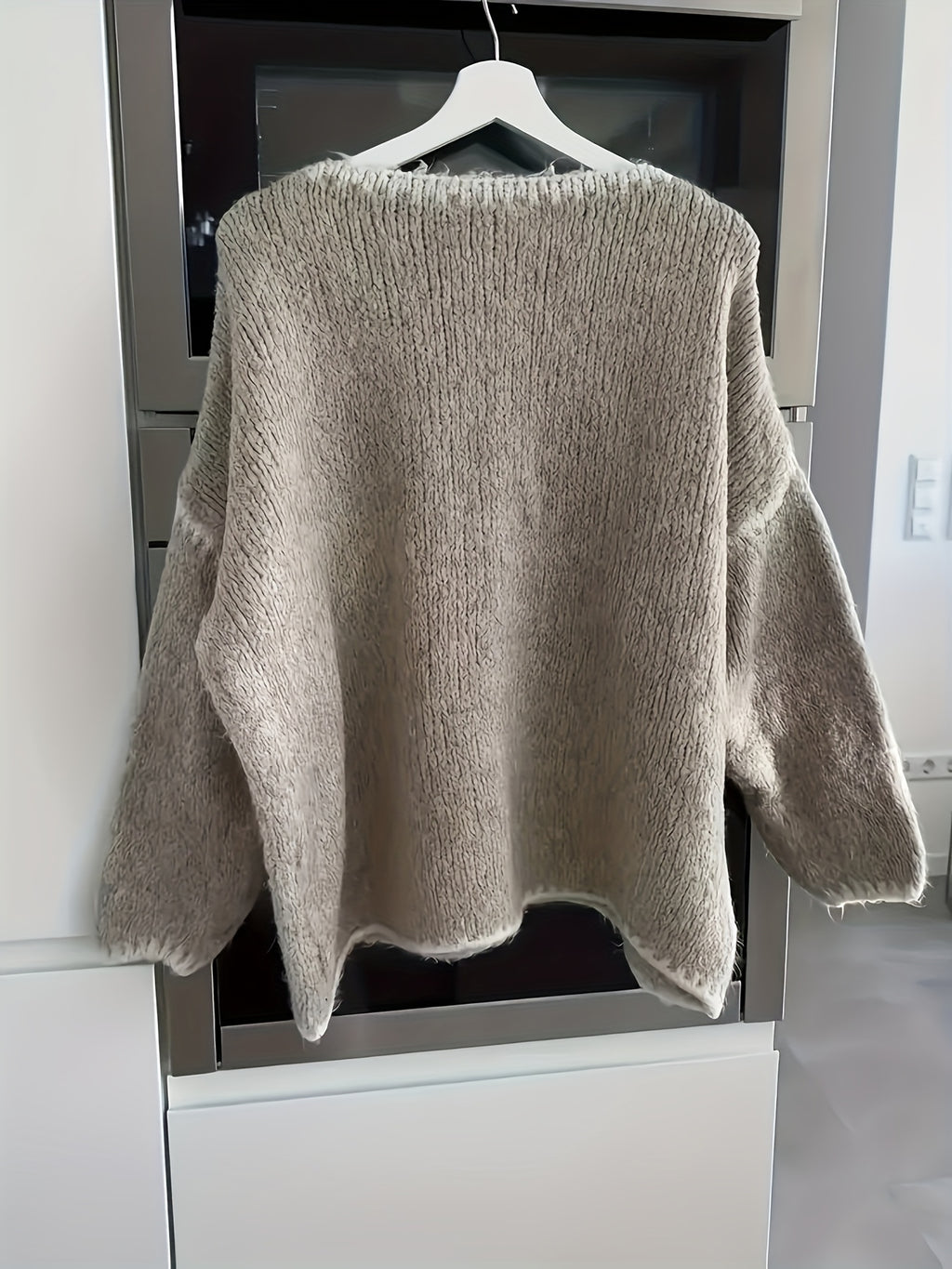 Women's Floral Pullover Elegant Sweater for Autumn and Winter - Khaki