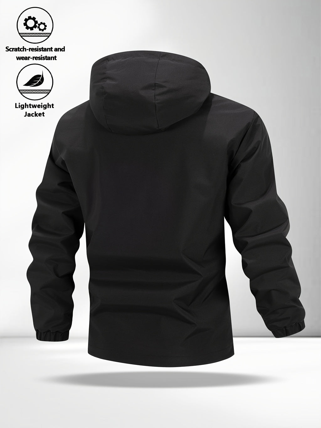 Men'S Multi-Color Racing Style Reflective Stripe Hooded Jacket, And Wear-Resistant Fabric, Multi-Pocket Design, Street Techwear Style, Casual Outing And Commute - Black