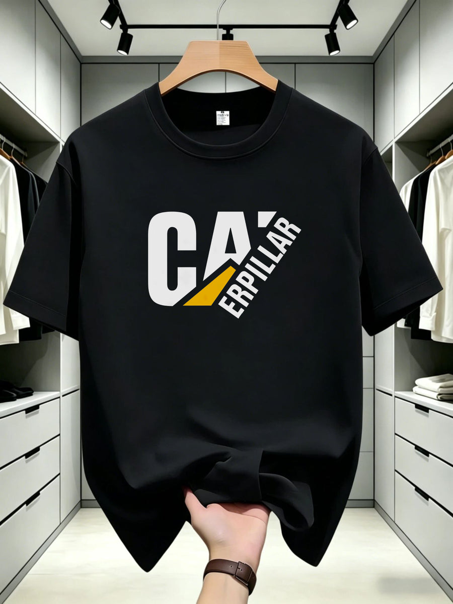 Hit Product Comfortable Men's T-shirt Cat Erpillar Fashion Design Printed T-shirt Casual Leisure Fashion Trend - Black