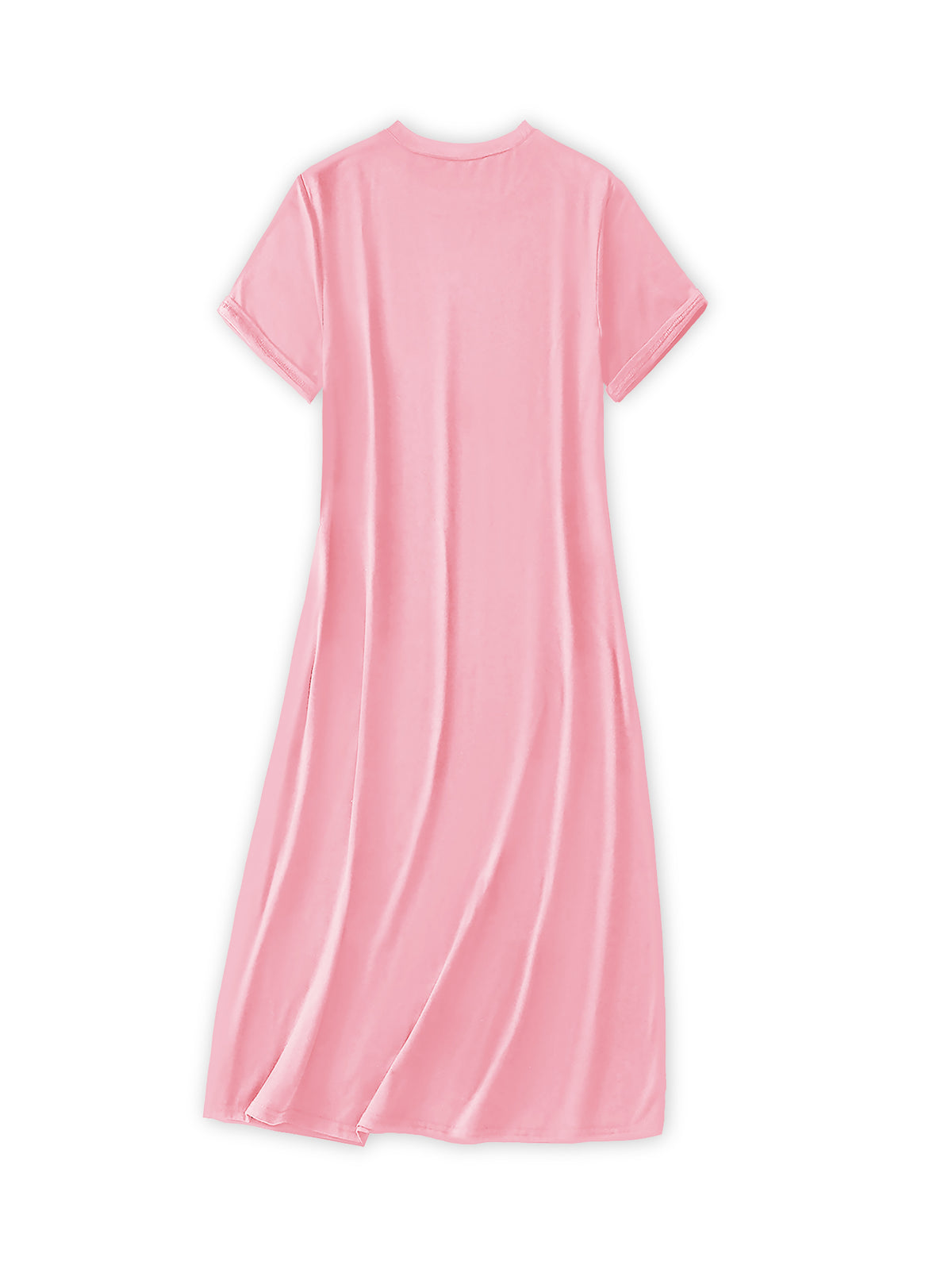 Women's Fashionable Dress, Elegant Casual Dress with Parisian Letter Print, Round Neck Short Sleeved Dress, Vacation Style, Summer Breathable Beach Dress, Suitable for Outdoor and Daily Wear, Wome - Pink