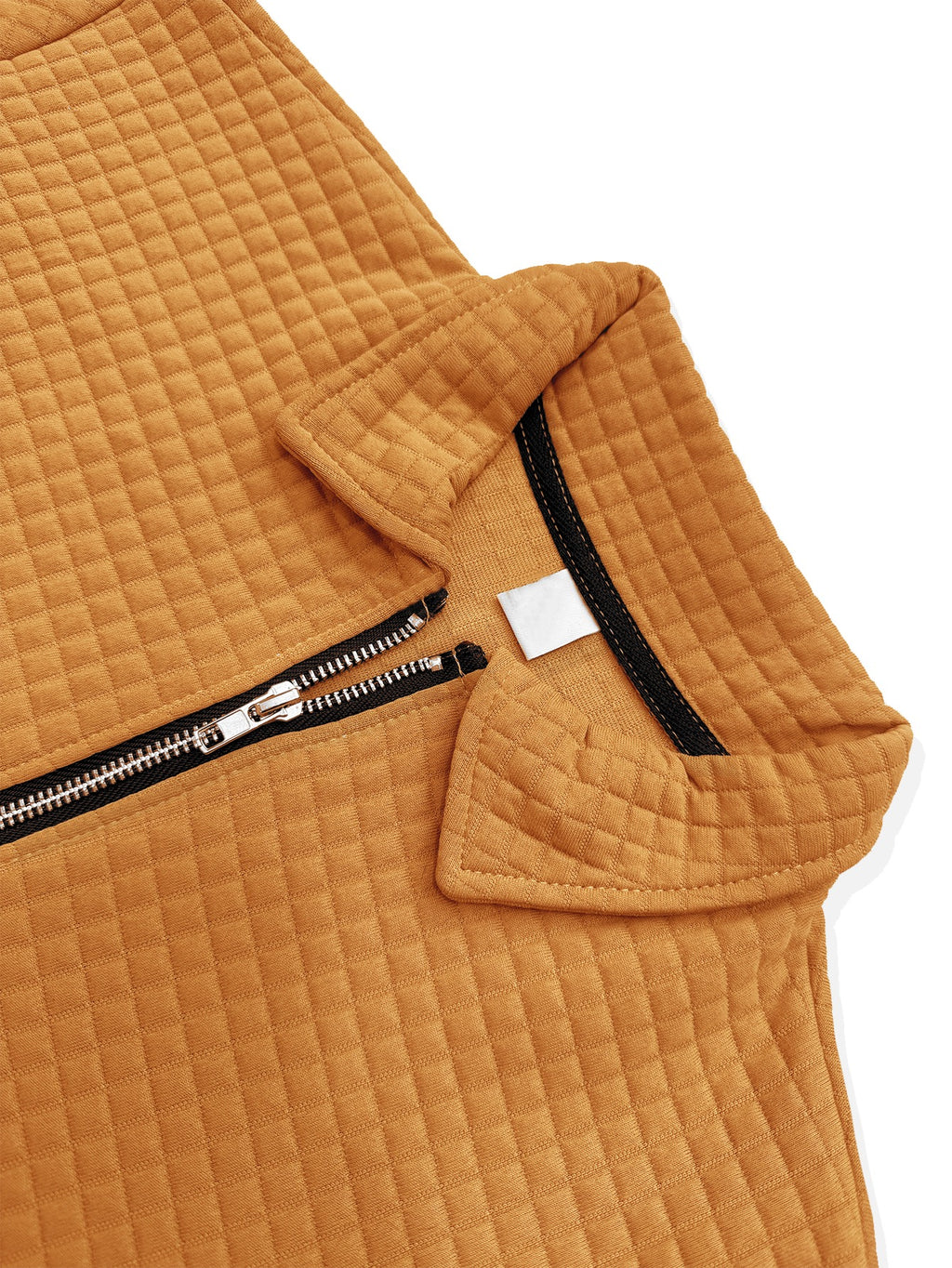 THE STEADY Men'S Half-Zip Fashion Waffle Texture Autumn Winter Casual Athletic POLO Shirt, Street Style Versatile Trendy Long Sleeve Top - Orange