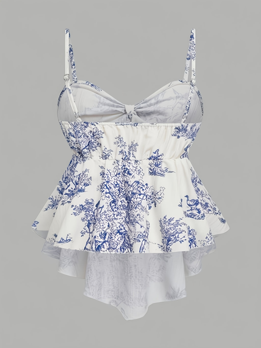 Women's Vintage Off-Shoulder/ Neck Cami Top with Front Bow Tie & Peplum Hem - Spaghetti Strap -Fit Suitable for Casual Beach Vacation, Daily Wear, Machine Washable Non-Stretch Camisole - Mixed colors