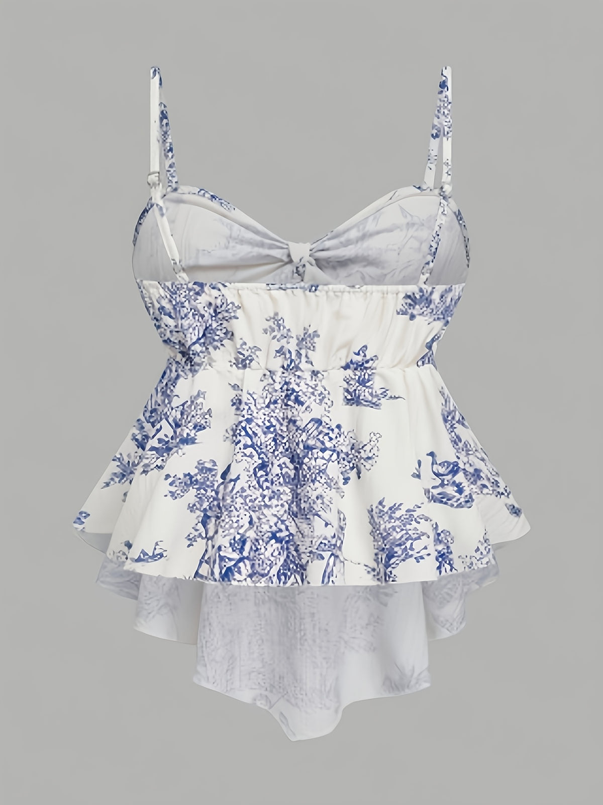 Women's Vintage Off-Shoulder/ Neck Cami Top with Front Bow Tie & Peplum Hem - Spaghetti Strap -Fit Suitable for Casual Beach Vacation, Daily Wear, Machine Washable Non-Stretch Camisole - Mixed colors