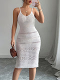 Women'S Solid Color Casual Chic Spaghetti Straps Dress - White