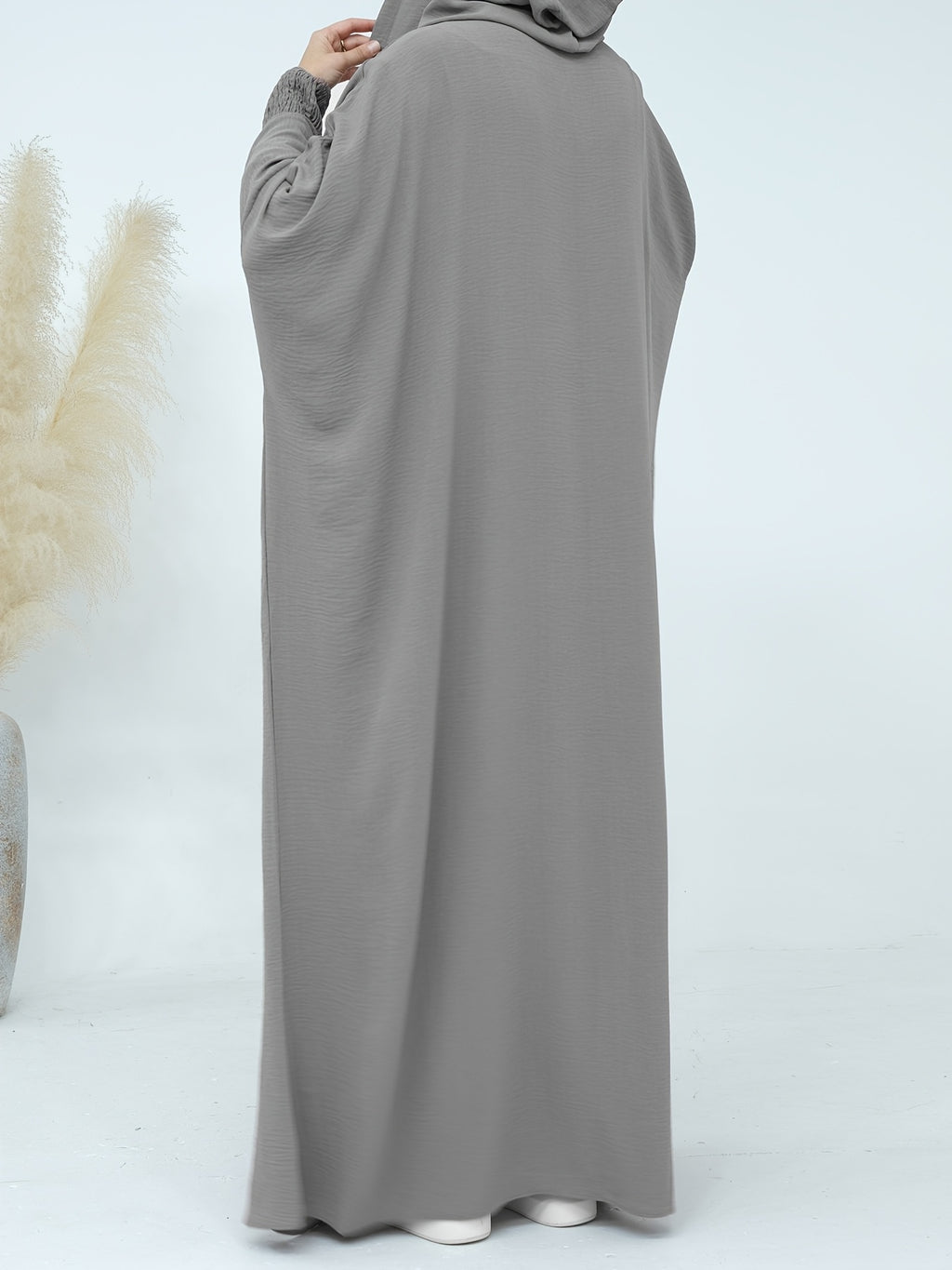 Plus Size - Plus Size - 1pc Prayer Jilbab Outfit for Muslim Women, Stylish And Elegant, Features a Solid Color, Ideal for Everyday Wear, Festivals, Gatherings, And Outdoor Events. Women'S Islamic - Space Gray