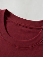 Short Sleeve T-Shirt Top, Crew Neck, Pure Cotton, Crew Neck, Popular Summer Travel Time, Suitcase, Globe, Luggage Tag Illustration Design, Versatile Style, Holiday, Breathable Pattern Print, New Summer Fabric, Comfortable for Daily Outings - Burgundy color