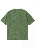 Easy Letter Short Sleeve Men'S Washed Distressed T-Shirt, High Street Style Versatile Top - Green