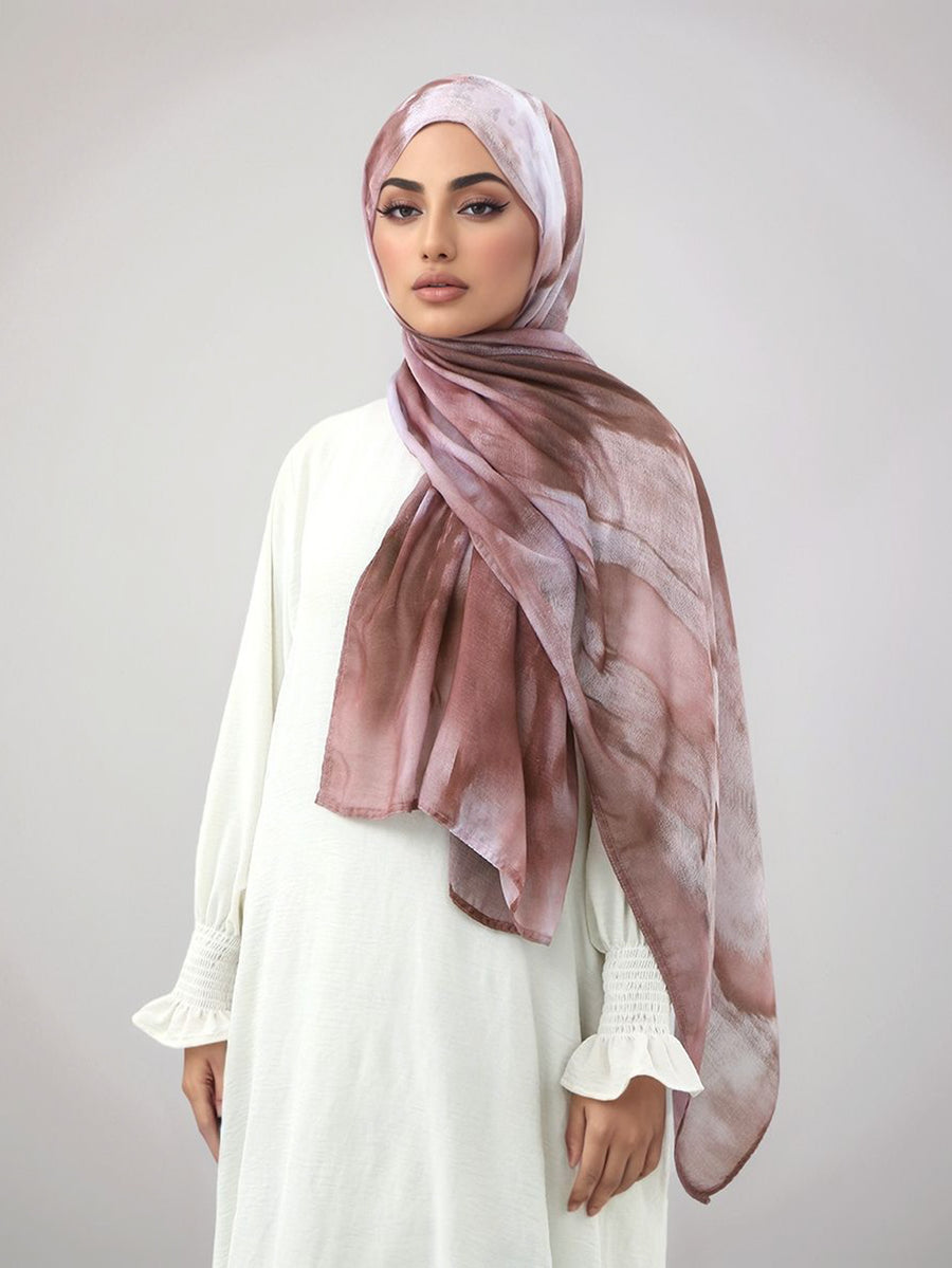 Lightweight, Breathable, And Skin-Friendly with a Soft Gradient Design; Suitable As a Headscarf Or Shawl. A Stylish Yet Modest Choice for Women for Various Occasions - from Prayer And Daily Outings to Social Gatherings - Pale Pinkish Gray