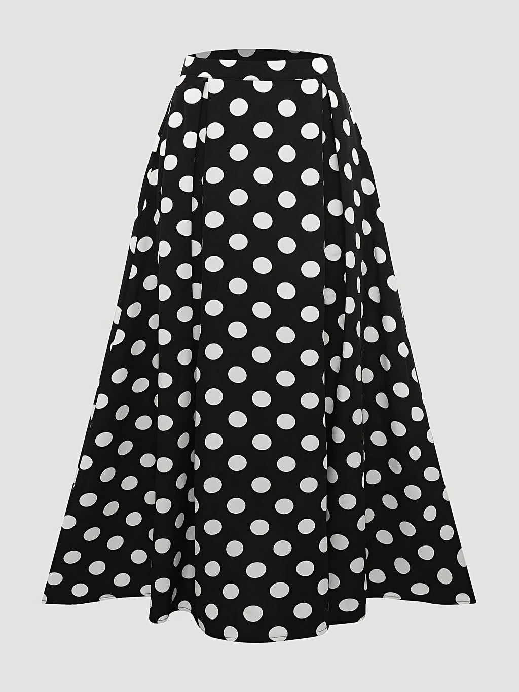 Women's New Spring/Summer Fashion Elegant Polka Dot Maxi Dress, Fluffy A-Line High-Waist Flared Skirt, Versatile for Casual, Class Reunions, Work,, Home, Attendances, and Dates - Black