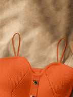 Women's Metal-Embellished Body-Hugging Top ZLLZ - Orange