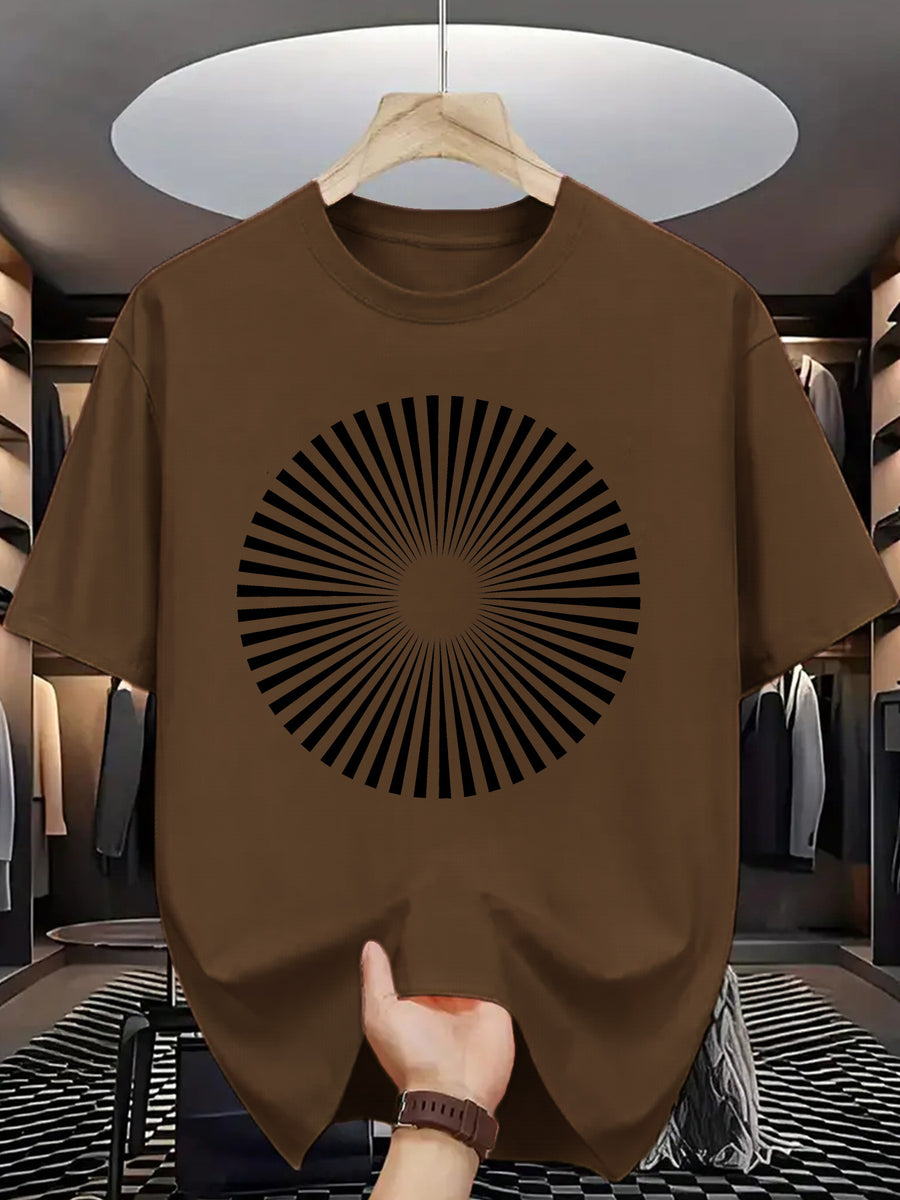 Trendy Printed T-Shirts for Men, Regular Standard Fit Comfortable Short Sleeve Casual Tee, Versatile Everyday Fashion Outfit Top - Light Brown-1