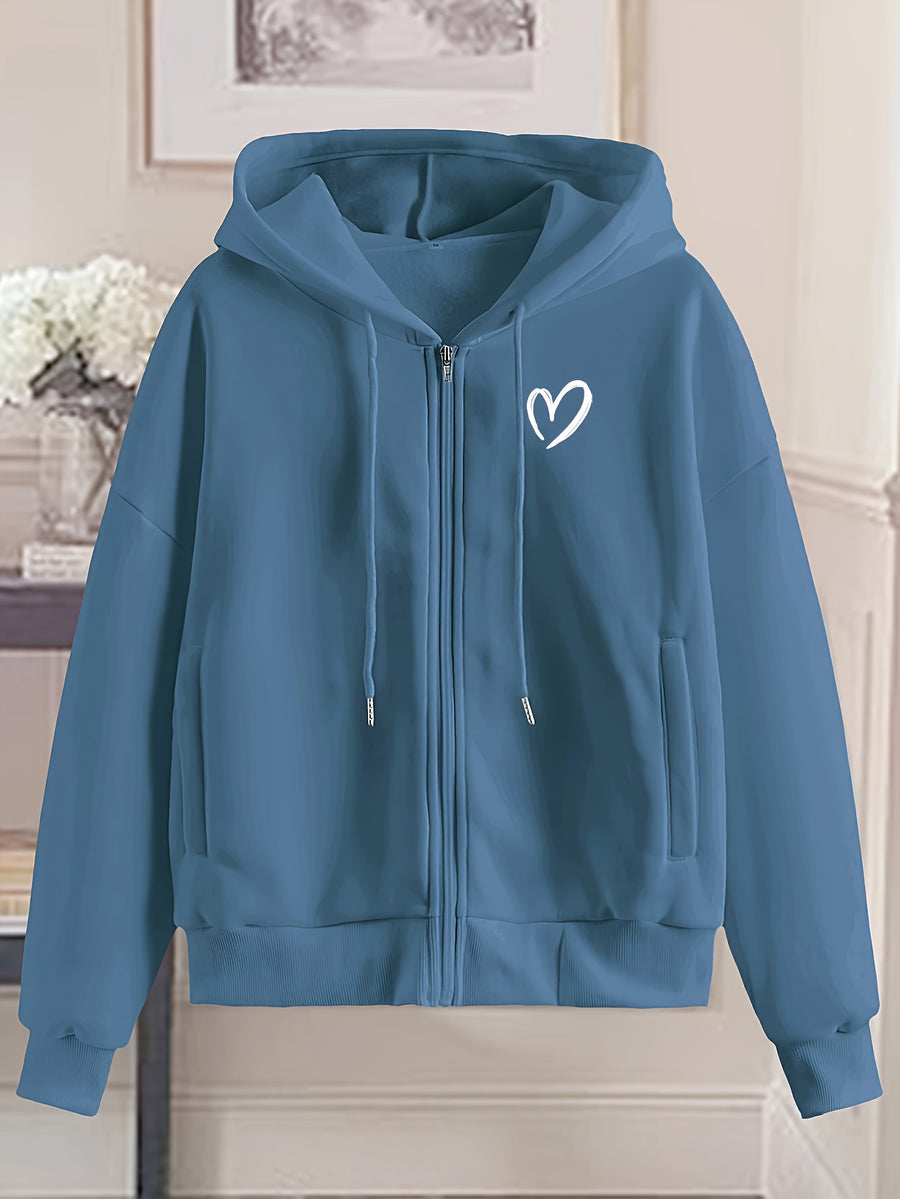 Women'S Fashion Zip-Up Hoodie - Peacock Blue