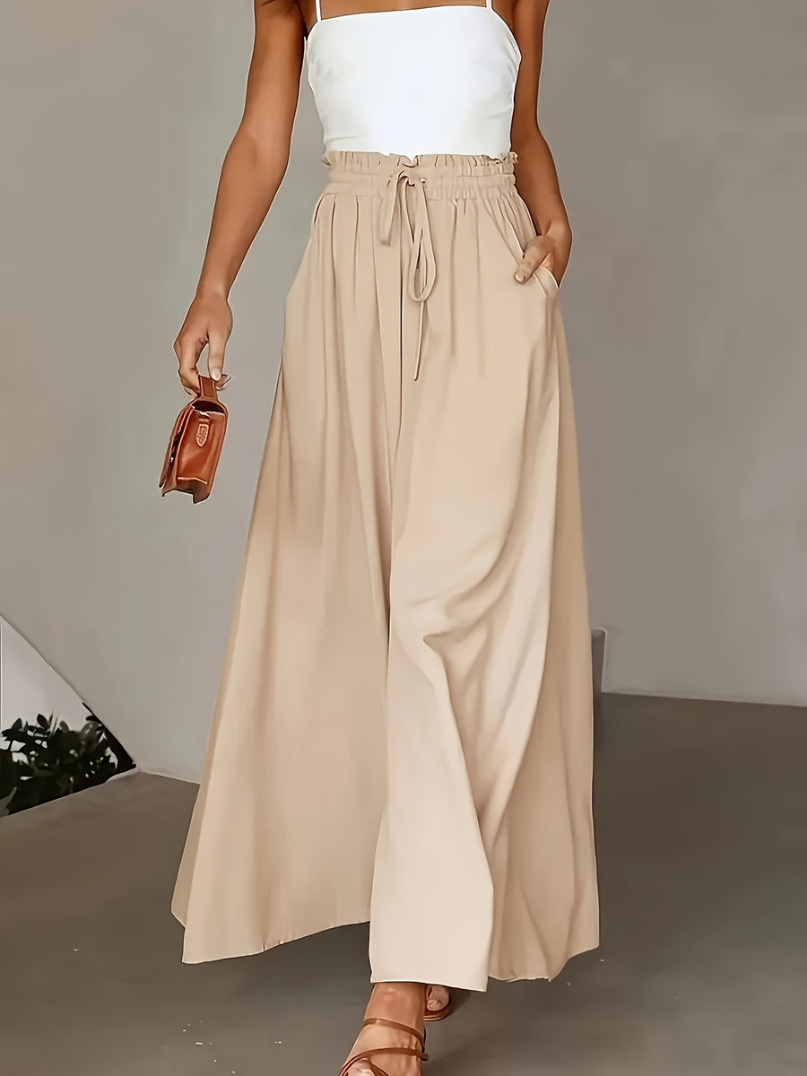 Spring/Summer New Fashion Elegant Loose High-Waist Women'S Wide-Leg Pants - Apricot