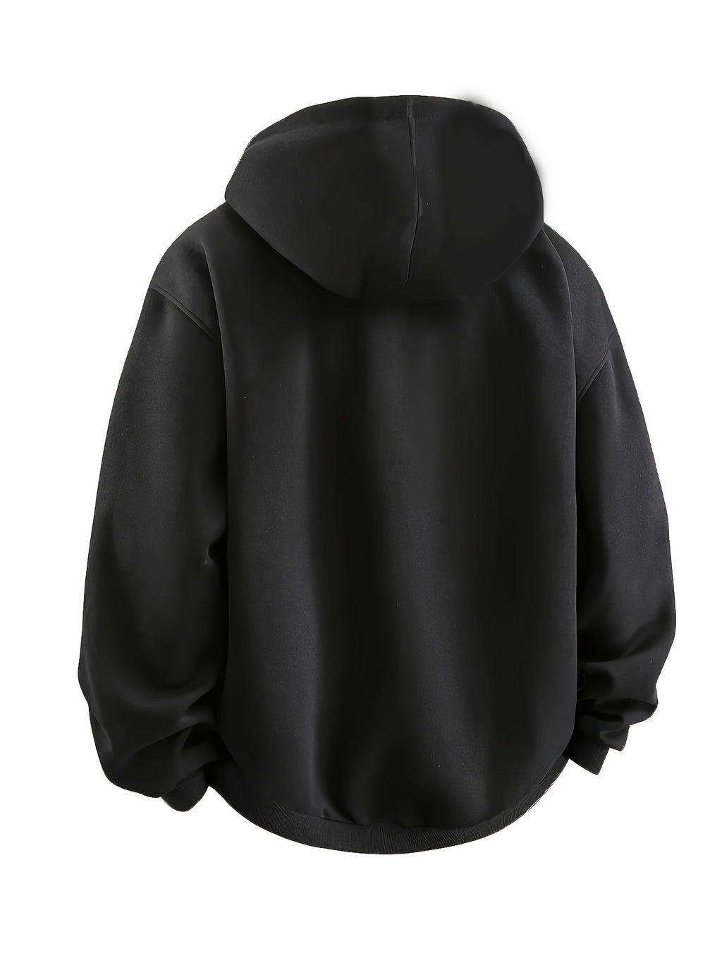 Men's Color-Block Hooded Zip-Up Jacket, College Style Outerwear - Black