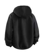 Men's Color-Block Hooded Zip-Up Jacket, College Style Outerwear - Black