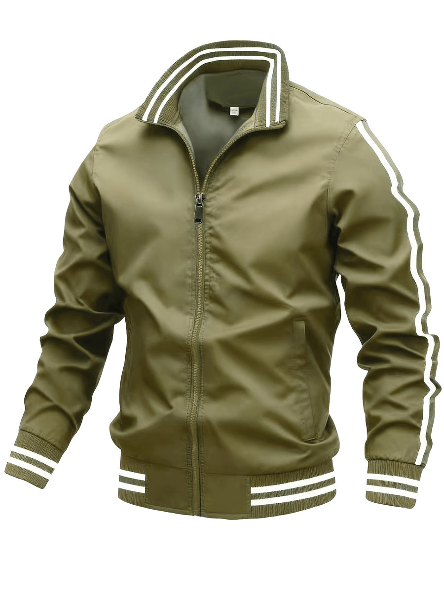 Men'S New Casual Sports Jacket, Outdoor Breathable Running Coat, Casual Zipper Stand-Up Collar Jacket Trench Coat, Suitable for Outdoor Hiking Fitness Activities, Multi-Color Available - fern green