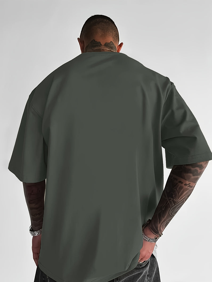 Men'S Short Sleeve T-Shirt, 100% Fabric, Loose Fit, Fashion Casual Round Neck Top, Spring Summer Outdoor Apparel for Men, Tops for 11 Holidays - Dark Gray