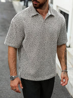 Men's Light Luxury Commuter Style Twill Texture Lapel Polo Shirt, Loose Fit, Slimming, Breathable, Short Sleeve, for Daily Shopping and Summer Outfits - Mixed colors