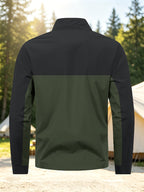 Men's New Trendy Versatile Outdoor Sports Mountain Climbing Comfortable Casual Fashionable Loose High Street Long Sleeve Color Block College Jacket - Olive Green