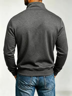 Men's Fashion Full-Zip Sweatshirt, Casual Zip-Up Stand Collar Sweatshirt, Autumn Essentials - Dark Gray