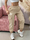 New Arrival - Women's Cargo Pants, Sold Individually, Multi-Pocket, Cargo Pants Style, Fashionable Women's Long Pants, Machine Washable, Durable Fabric - Suitable for Spring, Summer, and Autumn, Fashionable Cuffed Long Pants, Ideal for Daily Outdoor - Khaki