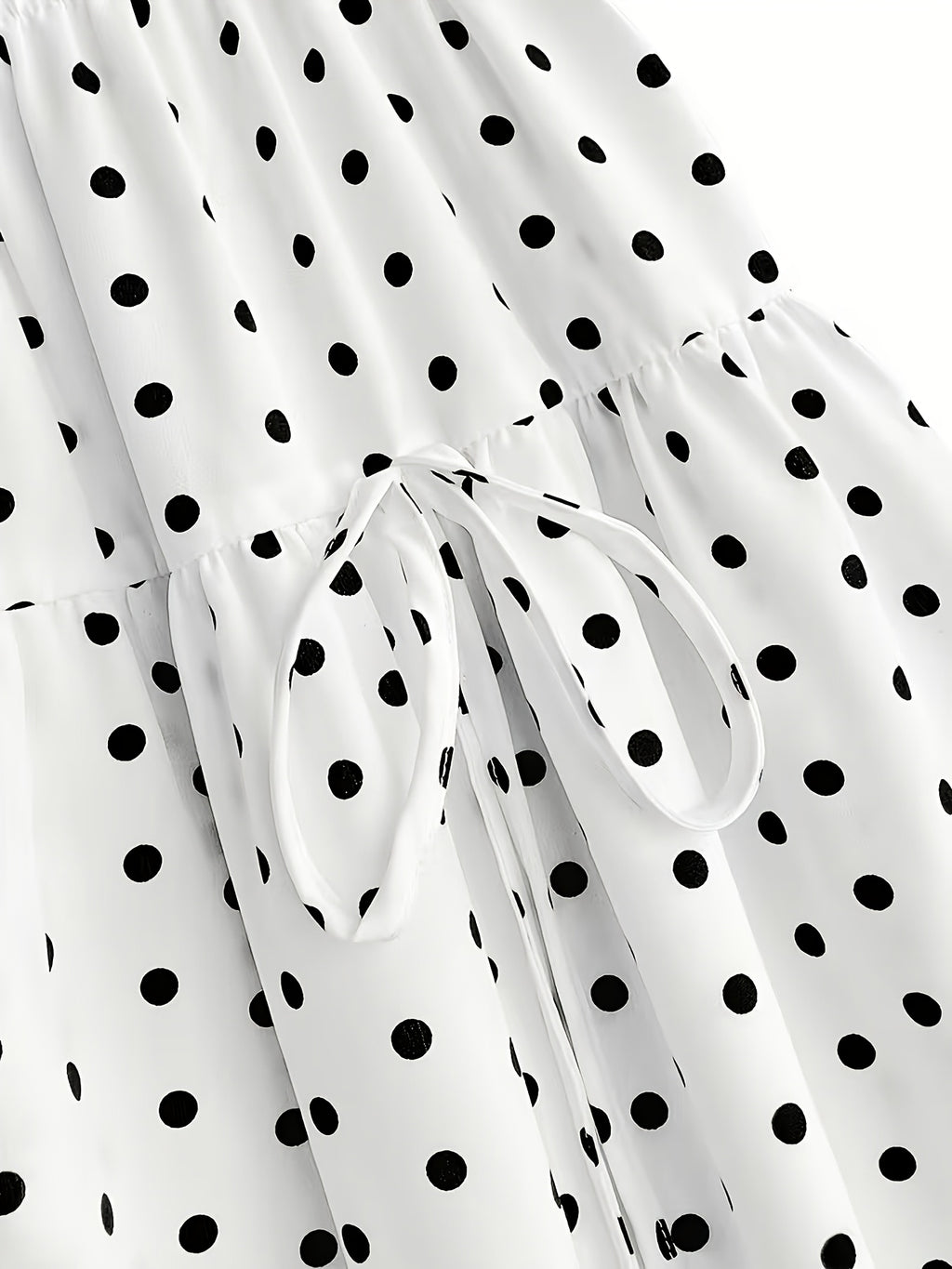 Women'S Summer New Style, Ruffled Floral Bow Polka Dot Short Cake Dress, Casual Outfit for Women'S Summer - White