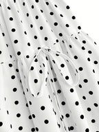 Women'S Summer New Style, Ruffled Floral Bow Polka Dot Short Cake Dress, Casual Outfit for Women'S Summer - White