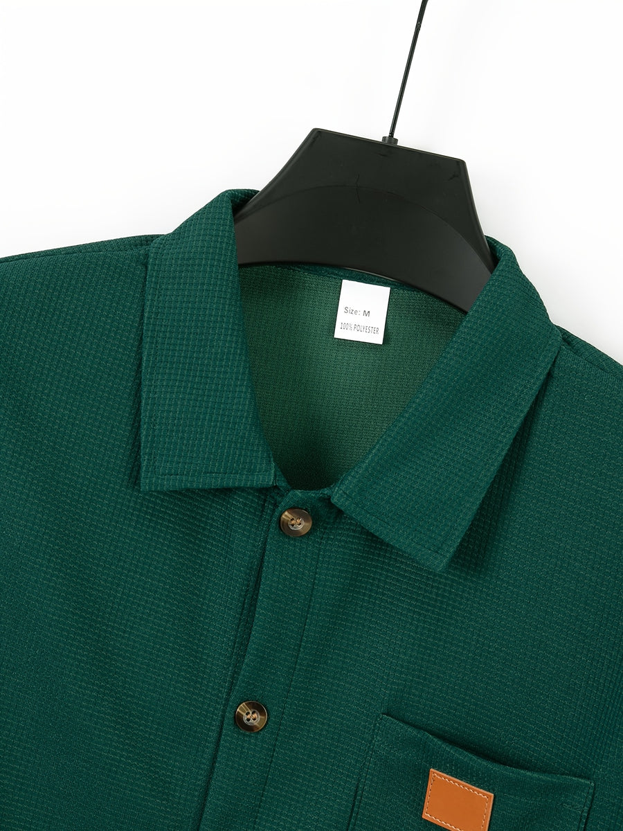 Men'S 3pcs Long Sleeve Shirt Set, Contrast Collar Faux Pocket Pullover Top, Casual Slim Fit Spring Autumn Daily Wear Shirt, Men'S Multi-Piece Outdoor Business Casual Attire - Mixed Color 4