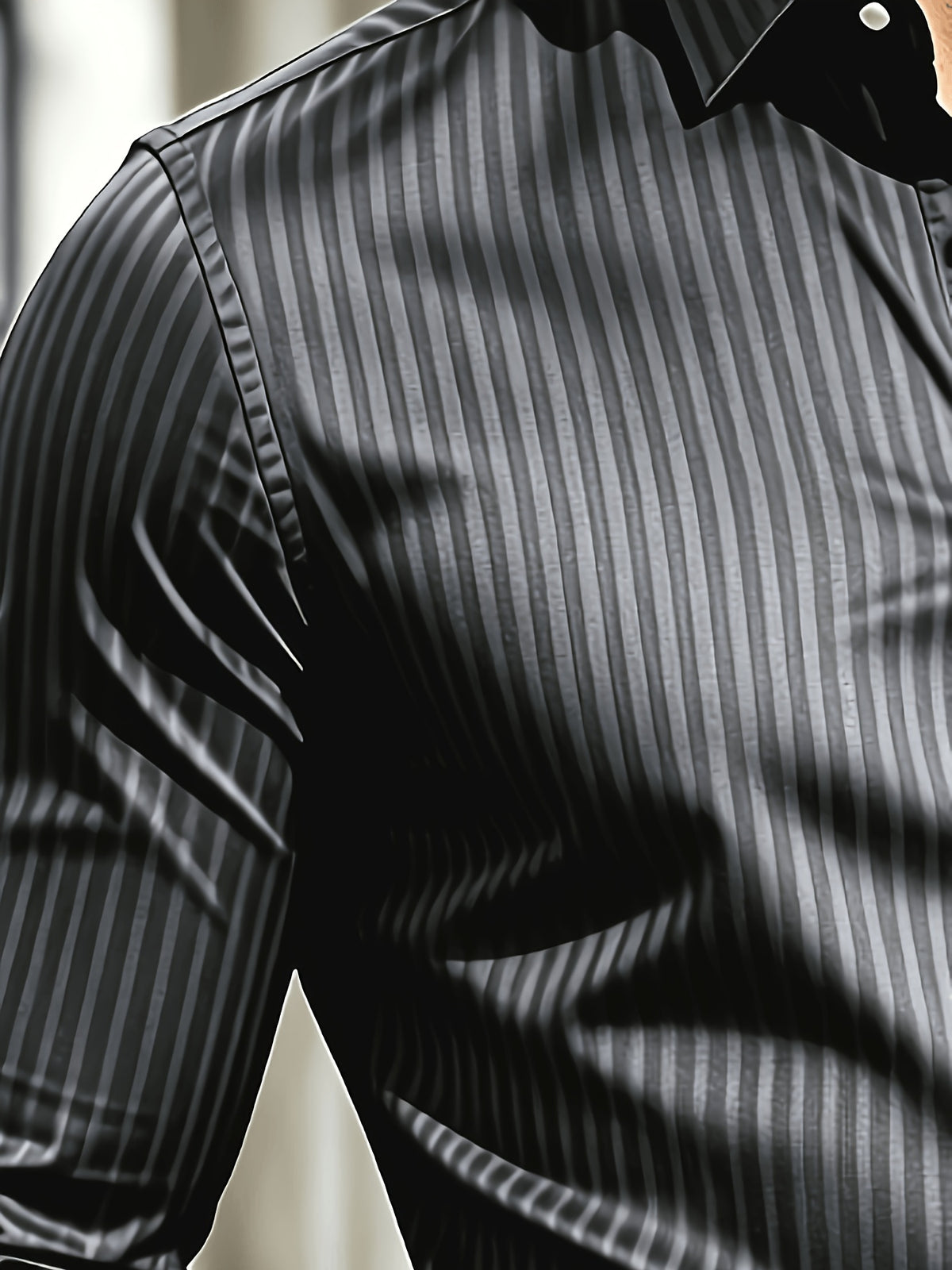 Vintage Money Suit Men'S Pinstripe Shirt - Navy Style, Button-Up Collar Suitable for Business, Office, And Casual Wear, Machine Washable - Shirt with Vertical Stripes, Regular Fit, Long Sleeve, Button-Up Shirt - Mixed Color 2