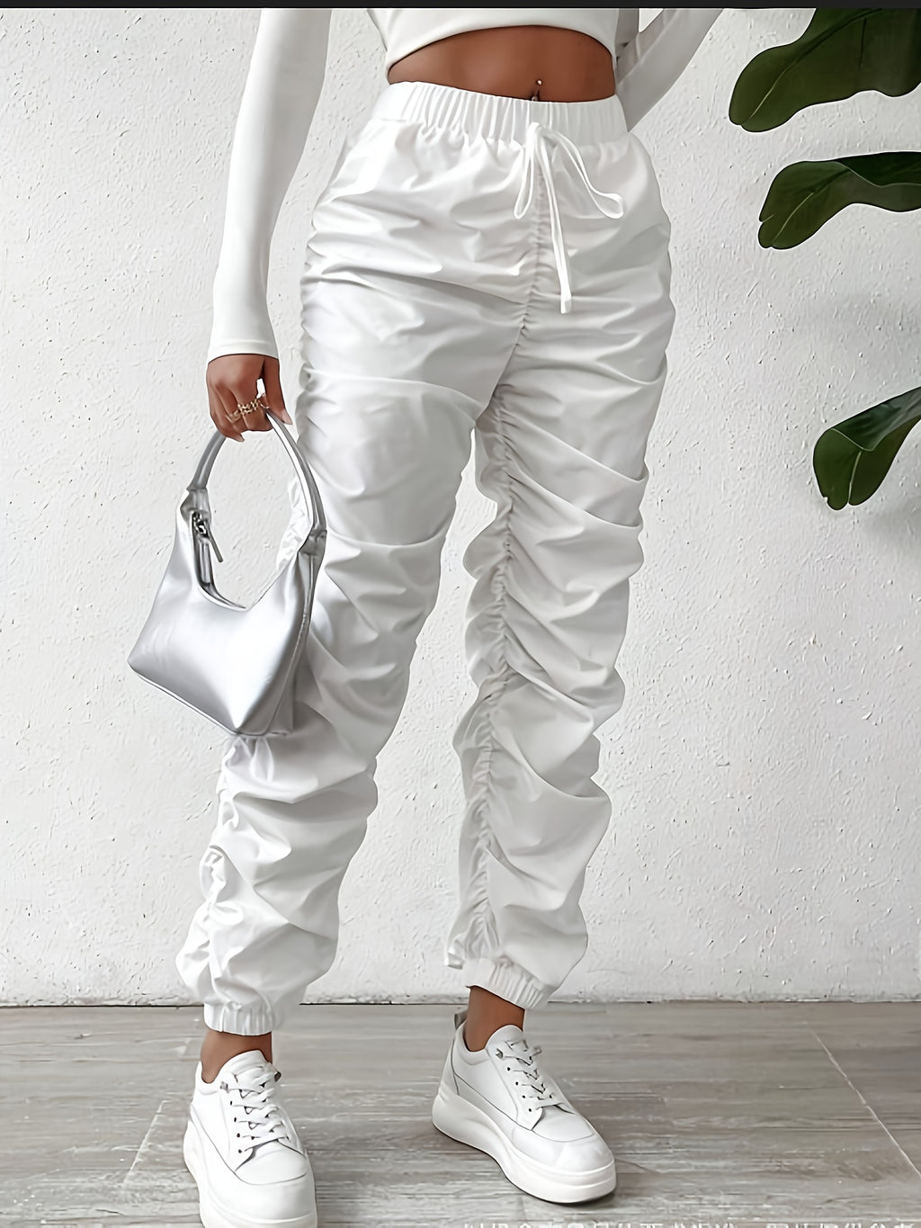 European and American Trendy Pleated Cuffed Pants - Unique Style, Express Yourself - White