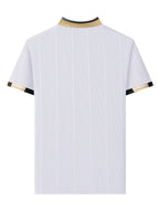 [Pearson OBM] Men'S Textured Jacquard Fabric Fashion Short Sleeve T-Shirt 3pcs Set, Suitable for Daily Casual Outings And Work Wear, Ideal Men'S Holiday Gift - White+Black+Coffee