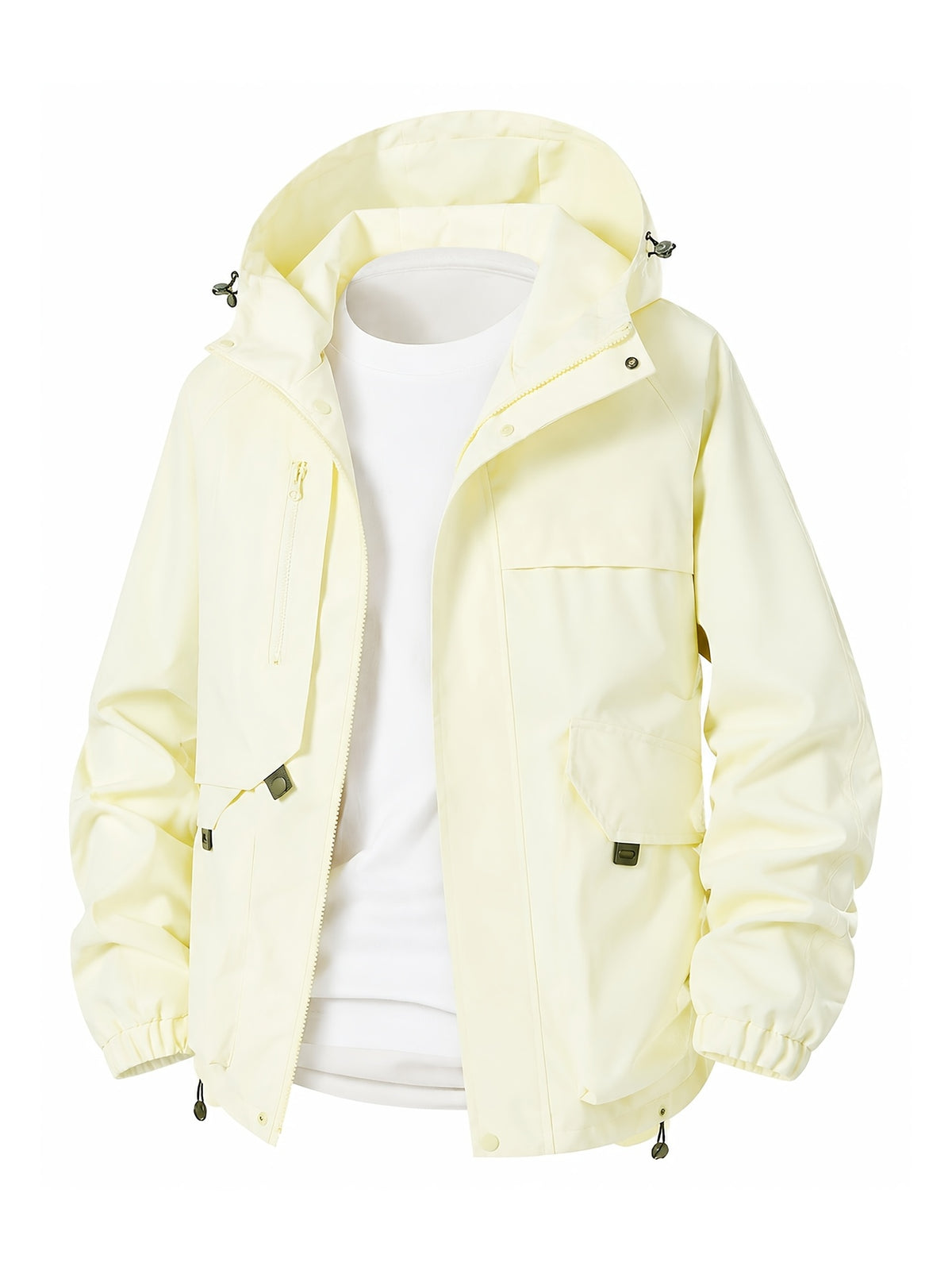 Men'S Lightweight Hooded Softshell Jacket - a Classic, Rugged, And Casual Full-Zip Coat with Multiple Pockets. Suitable for Hiking, Camping, Travel, And Daily Commuting; Ideal for Spring, Summer, And Autumn Wear. A Great Gift Choice for Men - 【Light Yellow】