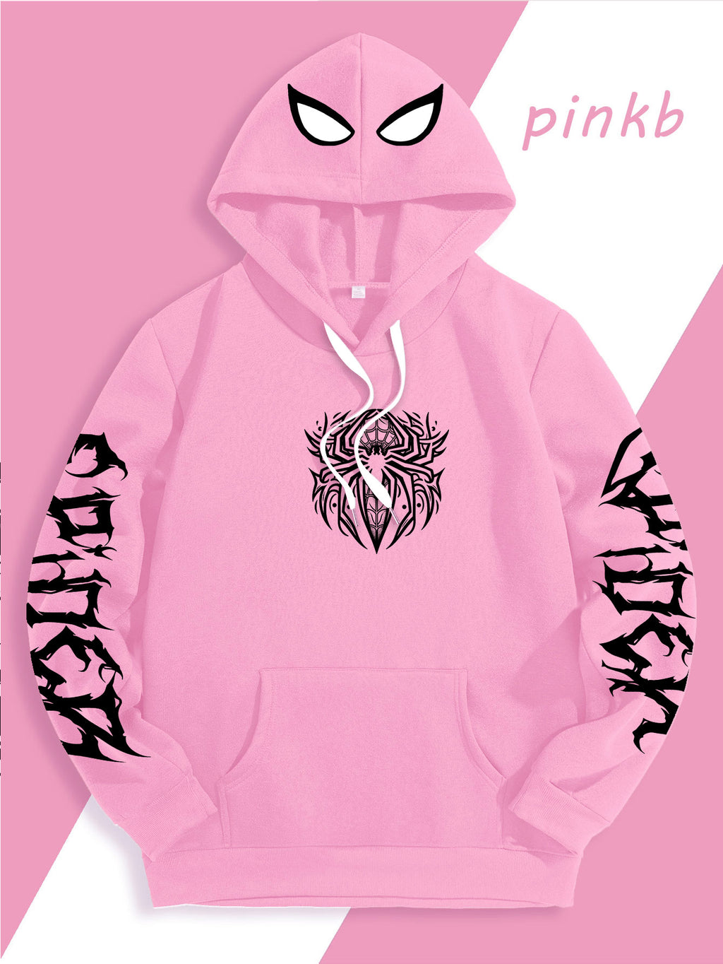Warner Authorized Unisex Autumn Winter Hooded Sweatshirt, Suitable for Dark Gothic Enthusiasts, Street Fashion Players, Campus Daily Outings, Casual Shopping, Couple And Best Friend Trendy Wear - Pink Color