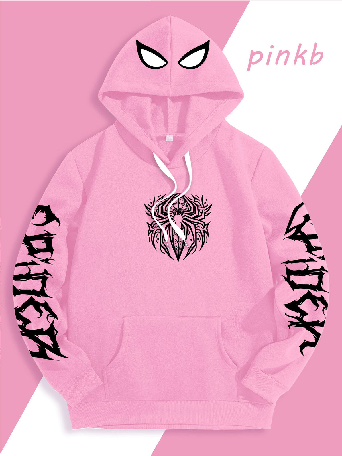 Warner Authorized Unisex Autumn Winter Hooded Sweatshirt, Suitable for Dark Gothic Enthusiasts, Street Fashion Players, Campus Daily Outings, Casual Shopping, Couple And Best Friend Trendy Wear - Pink Color