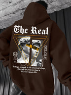 Men's Hooded Sweatshirt with  Color-Block Patchwork Design, Print, and White Drawstring. Fashionable Pullover Long-Sleeve Sweatshirt for Daily Shopping, Lounging, and Outings - Mixed Color 4