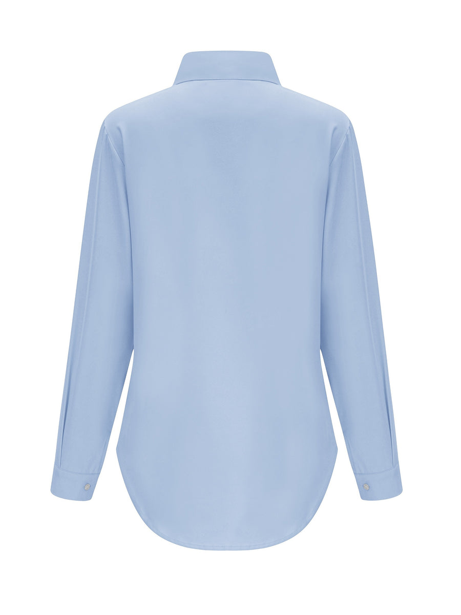 Women'S Lapel Blouse, Beautiful Woman Pattern Top, Women'S Clothing - Blue