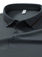 Men's Three-Button Lapel Long-Sleeve Polo Shirt, Suitable for Commuting to Work, Daily Outings, and Layering or Wearing on Its Own - SINBOS - Light Green