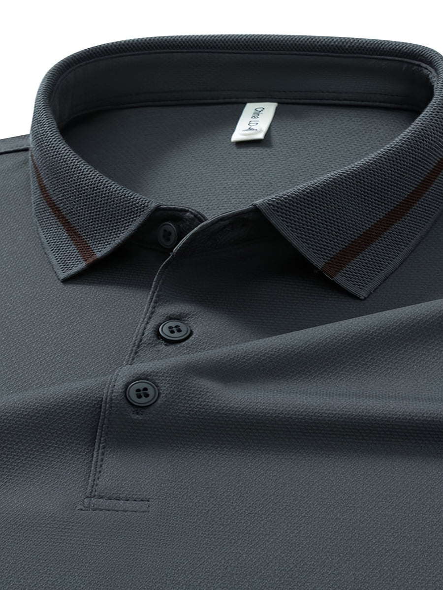 Men's Three-Button Lapel Long-Sleeve Polo Shirt, Suitable for Commuting to Work, Daily Outings, and Layering or Wearing on Its Own - SINBOS - Light Green